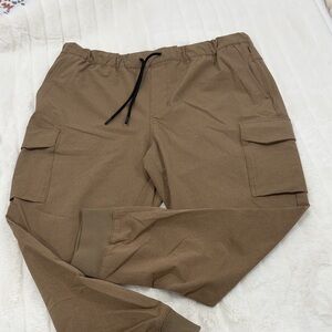 Men's Tan Cargo Pants with Elastic Waist